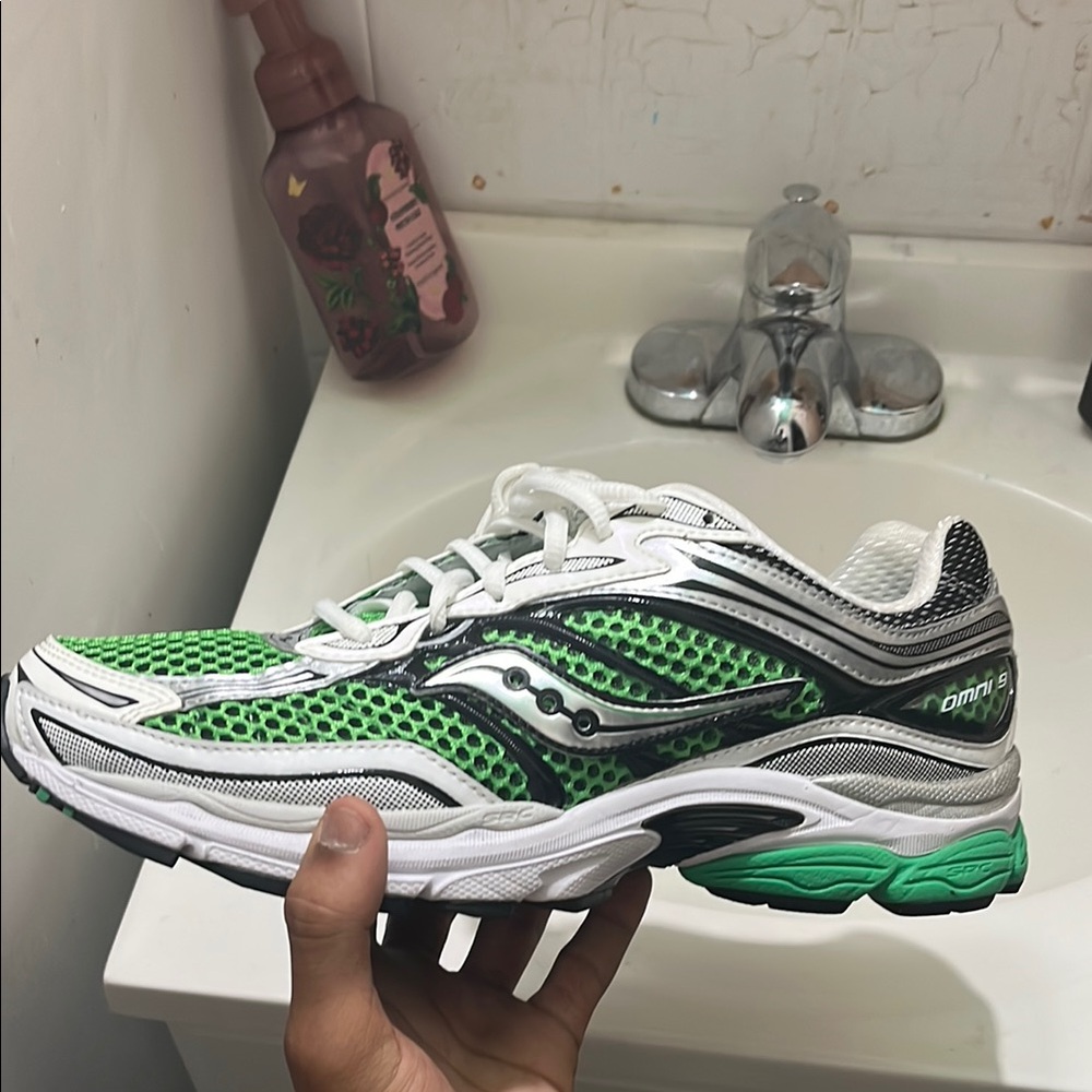 Saucony Green and White Athletic Sneakers